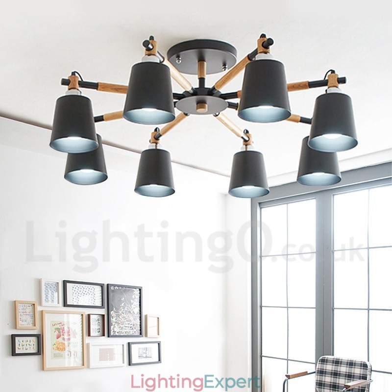 8 Light Modern Contemporary Wood Chandelier
