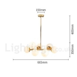 8 Light Modern Contemporary Chandelier with Glass Shade Light
