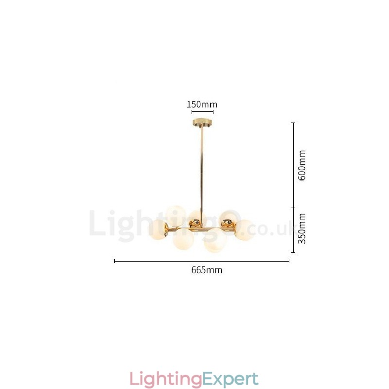 8 Light Modern Contemporary Chandelier with Glass Shade Light