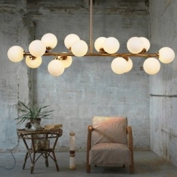 Modern Contemporary 16 Light Chandelier with Glass Shade and Lamp