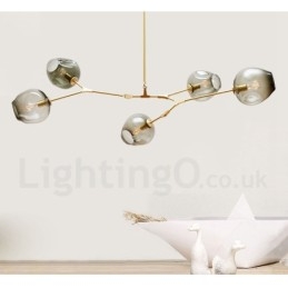 Modern Contemporary 5 Light Chandelier with Glass Shade Lamp