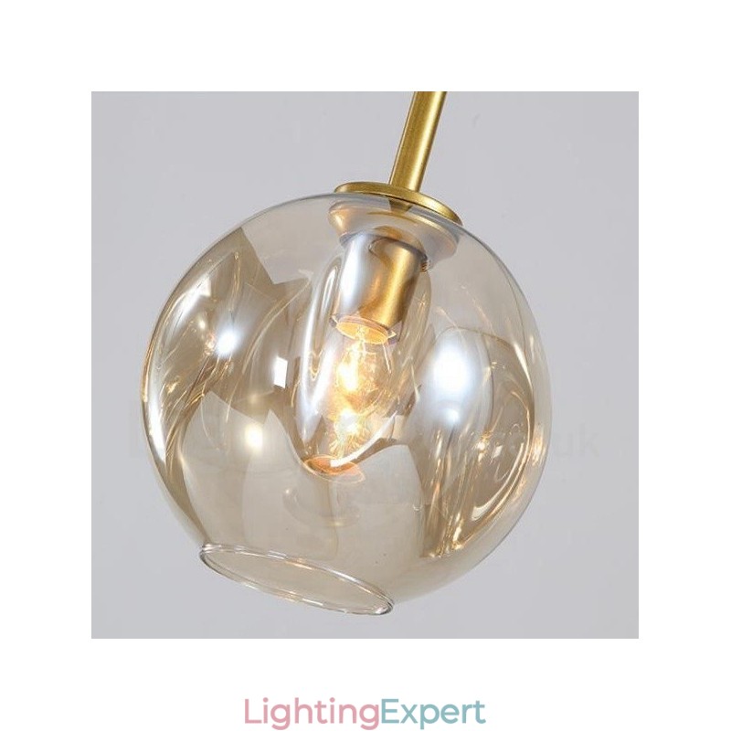 Modern Contemporary 7 Light Chandelier with Clear Glass Shade & Lamp