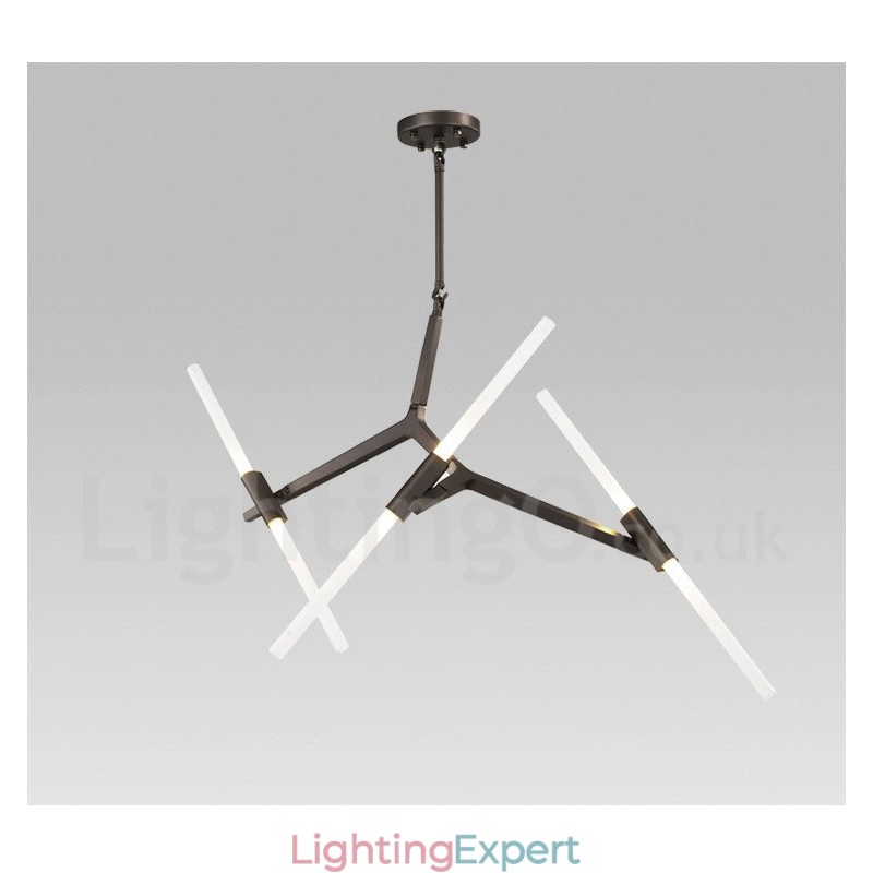 6 Light Modern Contemporary 2 Tier Chandelier Light (Black Golden)