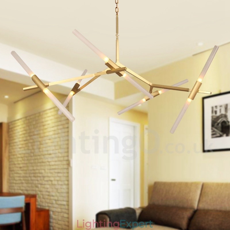 10 Light Modern Contemporary Chandelier Light (Black Golden)