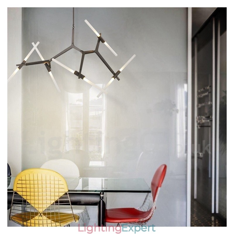 10 Light Modern Contemporary Chandelier Light (Black Golden)