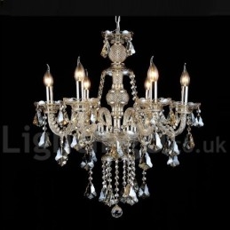 Retro Vintage Cognac Color K9 Crystal Modern Chandelier with 6 Lights