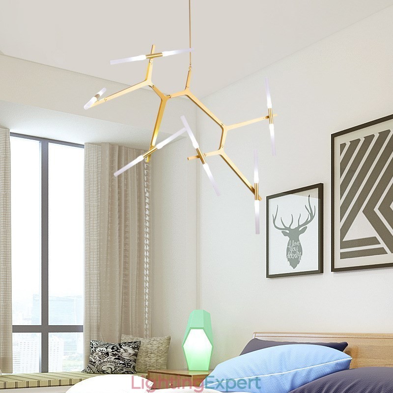 12 Light Modern Contemporary Chandelier Light (Black Golden)