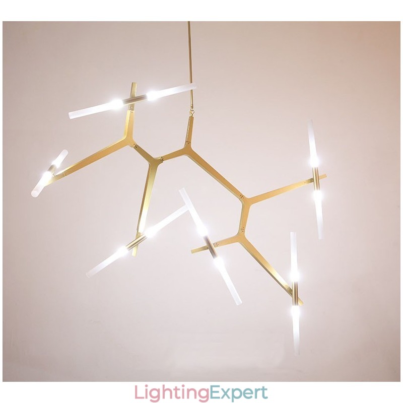 12 Light Modern Contemporary Chandelier Light (Black Golden)