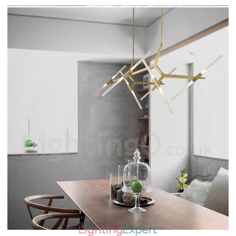 12 Light Modern Contemporary Chandelier Light (Black Golden)