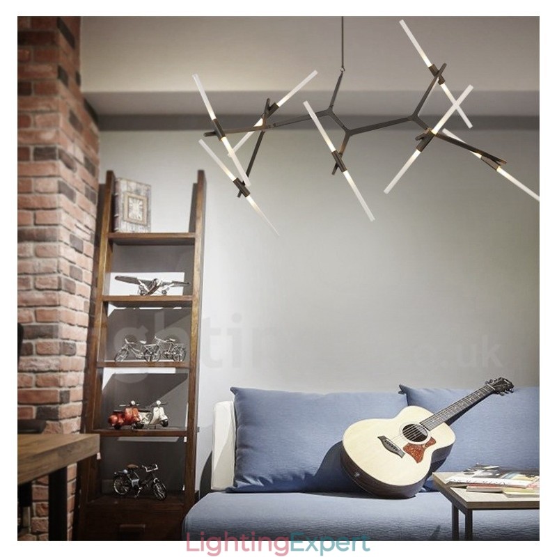 14 Light Modern Contemporary Chandelier Light (Black Golden)