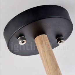 Modern Contemporary 6 Light Single Tier Wood Chandelier with Drum Fabric (Black White)