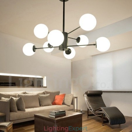 Black 8 Light Modern Contemporary 2 Tier Metal Chandelier with Glass Shade Black 8 Light Modern Contemporary 2 Tier Metal Chandelier with Glass Shade