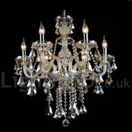 Retro Vintage Cognac Color K9 Crystal Modern Chandelier with 6 Lights