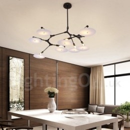 Black 8 Light Modern Contemporary Chandelier Lamp