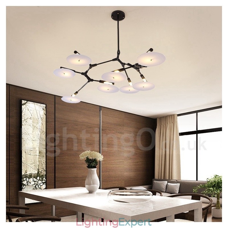 Black 8 Light Modern Contemporary Chandelier Lamp