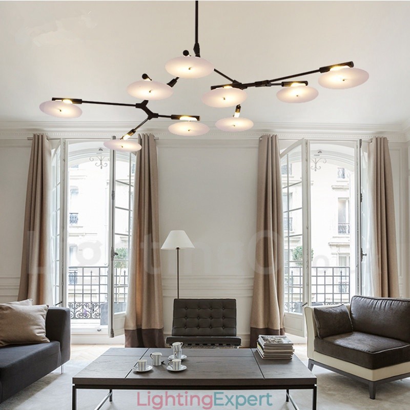 Black 9 Light Modern Contemporary Chandelier Lamp