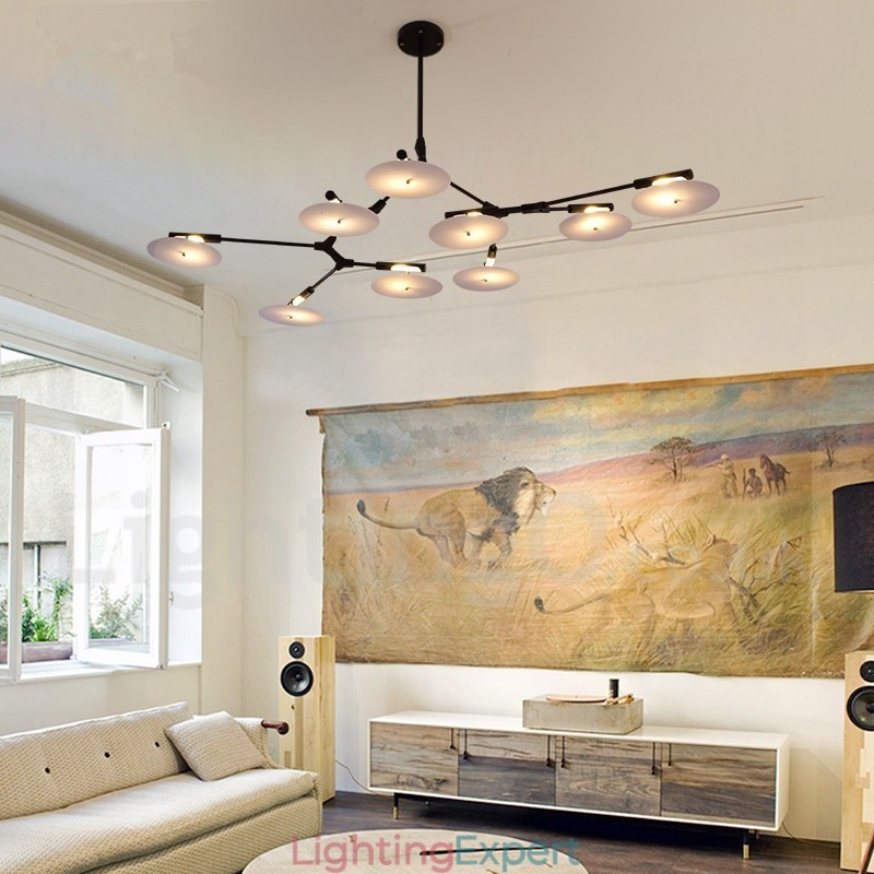 Black 9 Light Modern Contemporary Chandelier Lamp