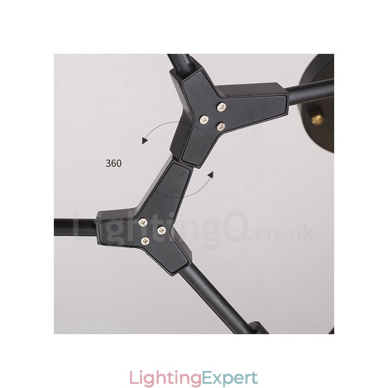 Black 9 Light Modern Contemporary Chandelier Lamp