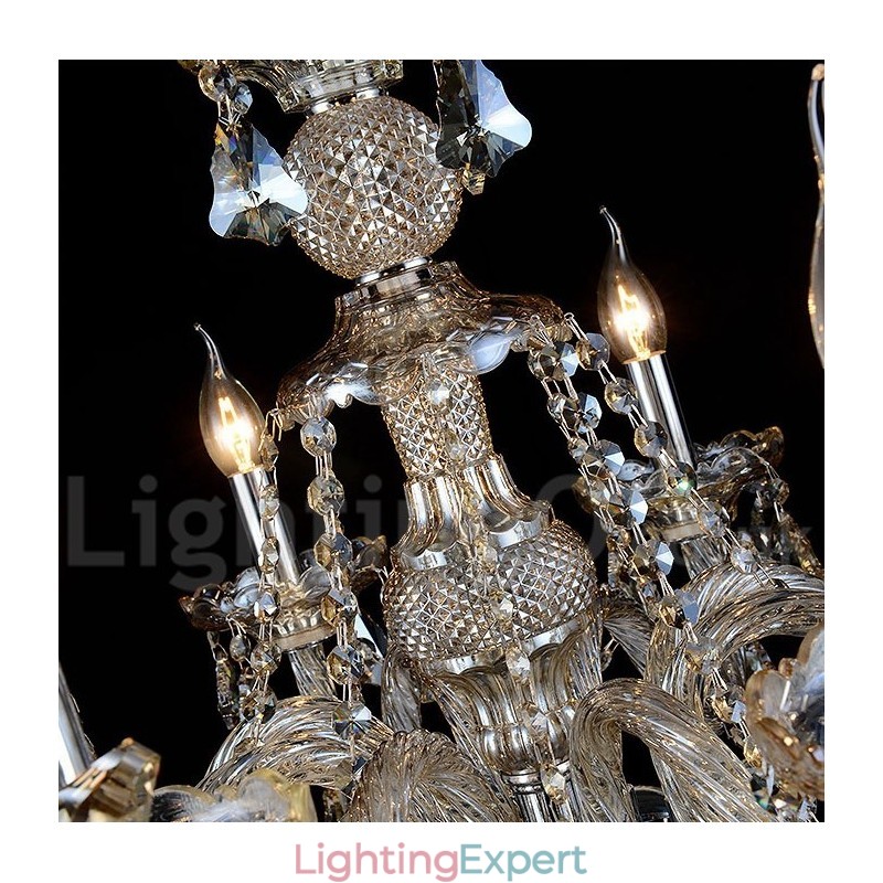Retro Vintage Cognac Color K9 Crystal Modern Chandelier with 6 Lights