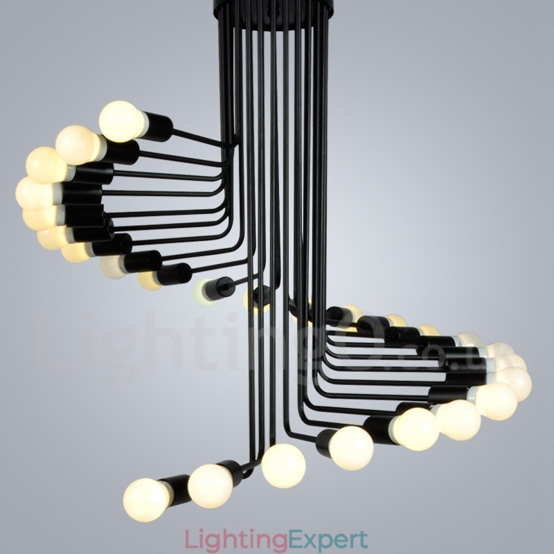 Black 26 Light Retro Vintage Modern Contemporary Chandelier Lamp Light