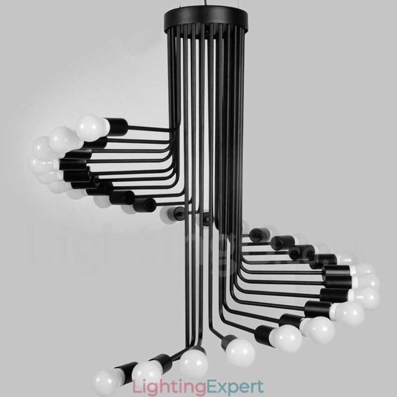 Black 26 Light Retro Vintage Modern Contemporary Chandelier Lamp Light