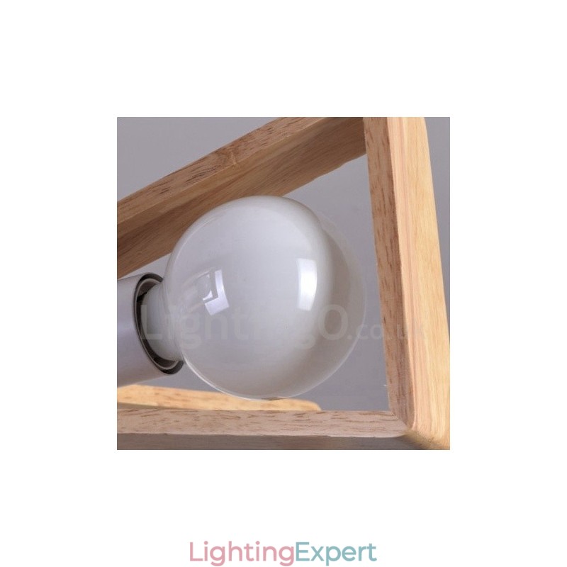 Wood Single Tier 5 Light Chandelier Lamp Modern Contemporary Style