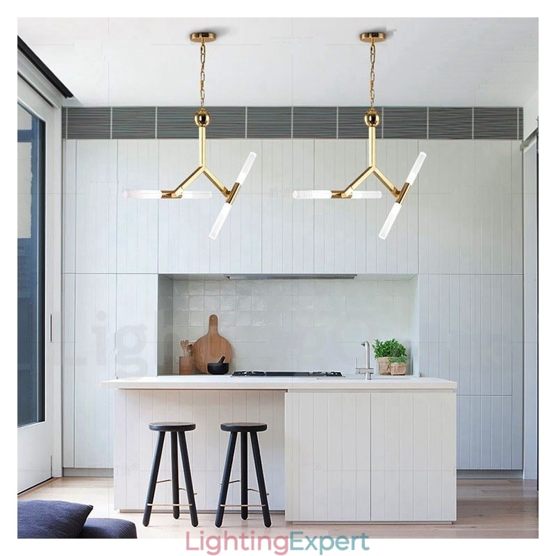 Modern Contemporary 2 Tier 4 Light Golden Chandelier Lamp