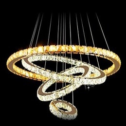 Modern Crystal Pendant Light Ceiling Chandelier Lamp with 4 Rings Large Ring Amber Crystal and Other Clear Crystal