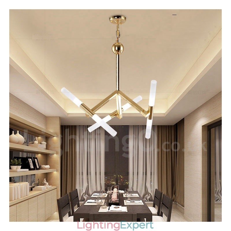 Modern Contemporary 2 Tier 6 Light Golden Chandelier Lamp