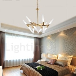 Modern Contemporary 2 Tier 12 Light Golden Chandelier Lamp