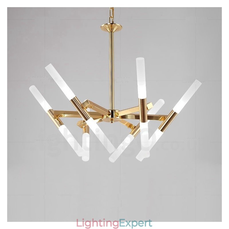 Modern Contemporary 2 Tier 12 Light Golden Chandelier Lamp