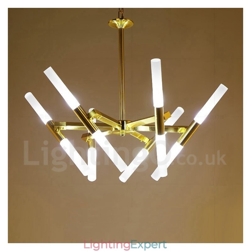 Modern Contemporary 2 Tier 12 Light Golden Chandelier Lamp