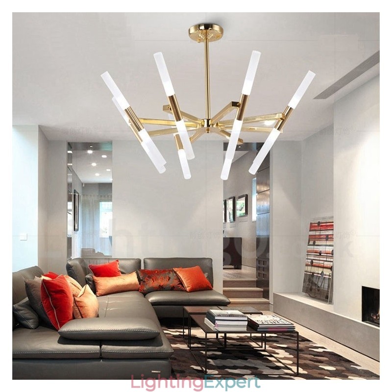 Modern Contemporary 2 Tier 16 Light Golden Chandelier Lamp