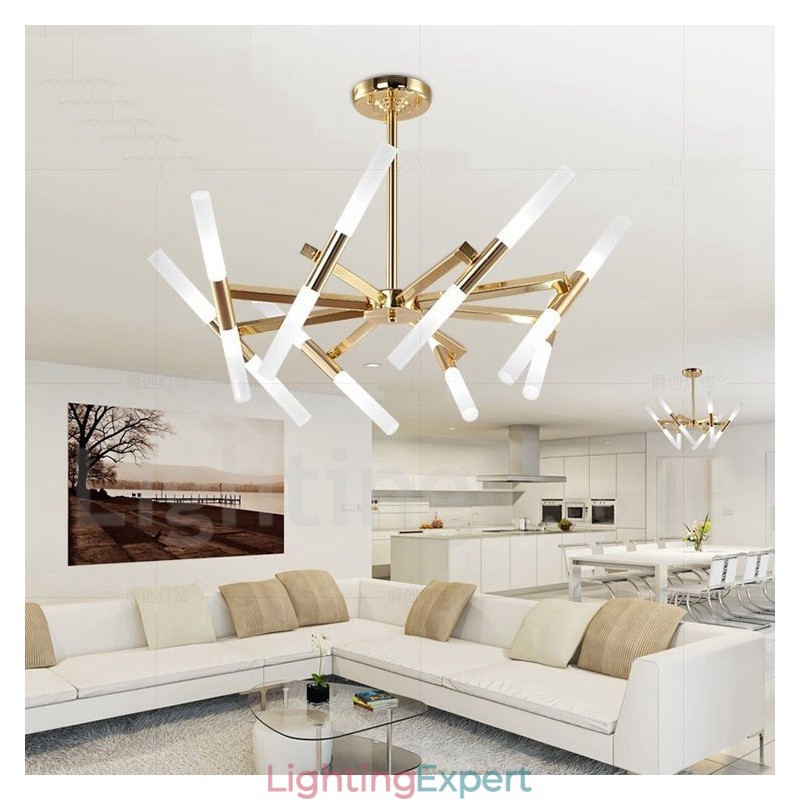 Modern Contemporary 2 Tier 16 Light Golden Chandelier Lamp