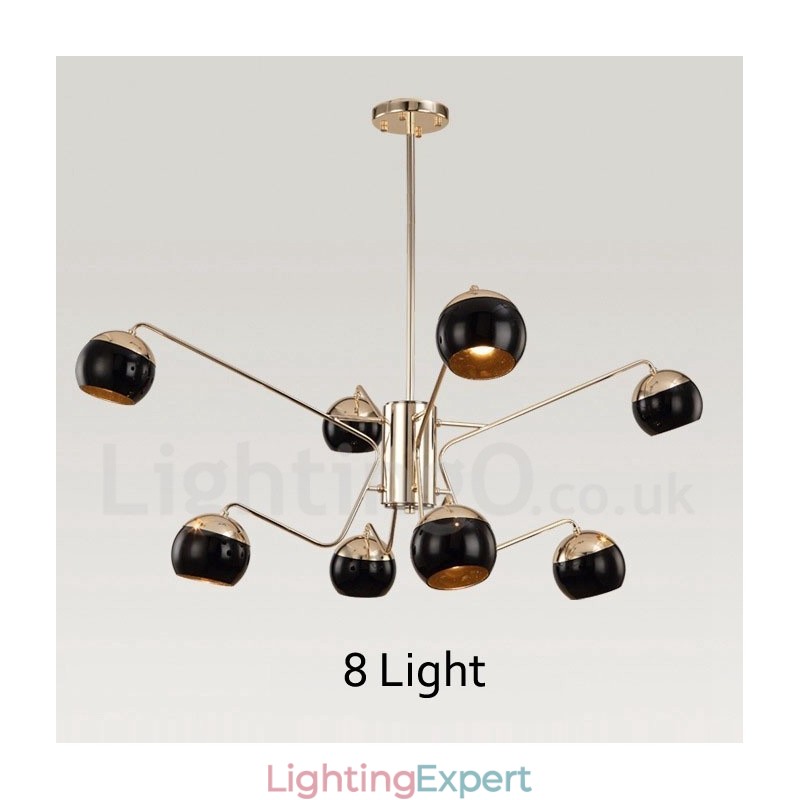 8 Light 2 Tier Modern Contemporary Metal Chandelier Lamp with Glass Shade