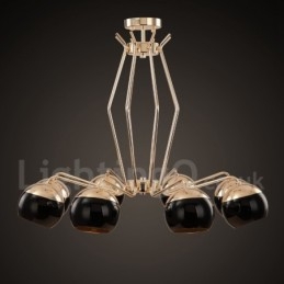 8 Light Single Tier Modern Contemporary Metal Chandelier Lamp with Glass Shade