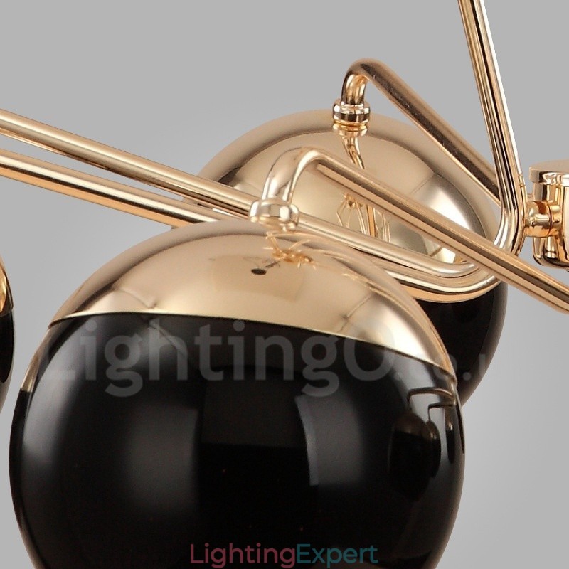 8 Light Single Tier Modern Contemporary Metal Chandelier Lamp with Glass Shade