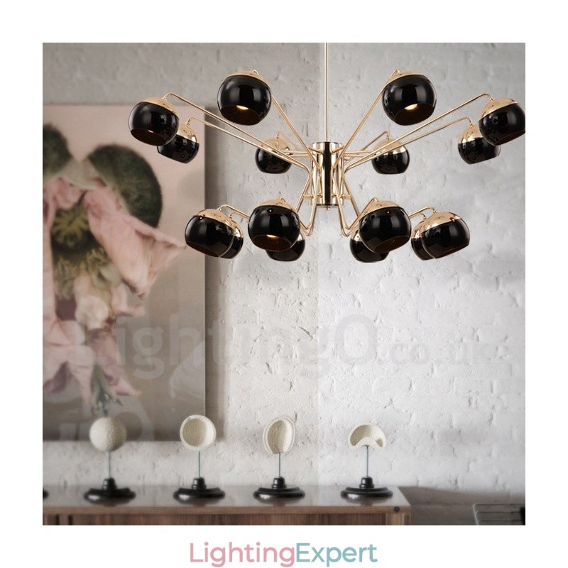 16 Light 2 Tier Modern Contemporary Metal Chandelier Lamp with Glass Shade