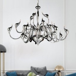 24 Lights Modern Swan Chandelier Light G4 Chrome Plating Bulb Included