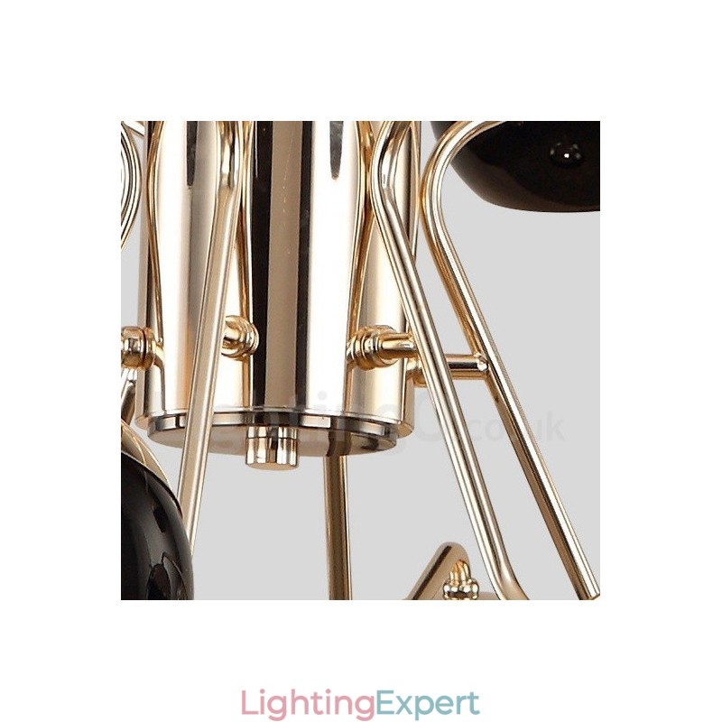 Contemporary Metal Chandelier Lamp with Glass Shade