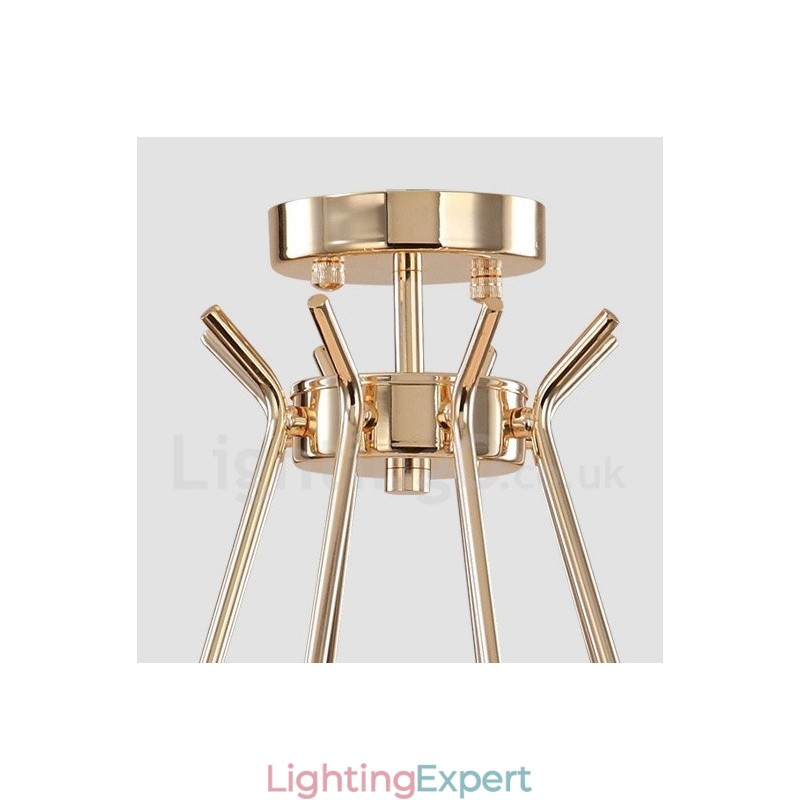Contemporary Metal Chandelier Lamp with Glass Shade