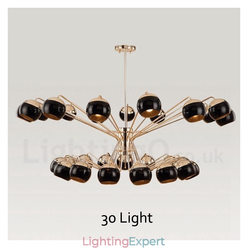 30 Light 2 Tier Modern Contemporary Metal Chandelier Lamp with Glass Shade