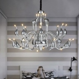 24 Lights Modern Swan Chandelier Light G4 Chrome Plating Bulb Included