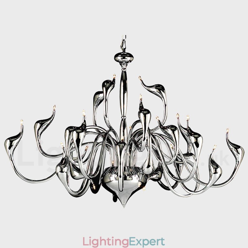 24 Lights Modern Swan Chandelier Light G4 Chrome Plating Bulb Included