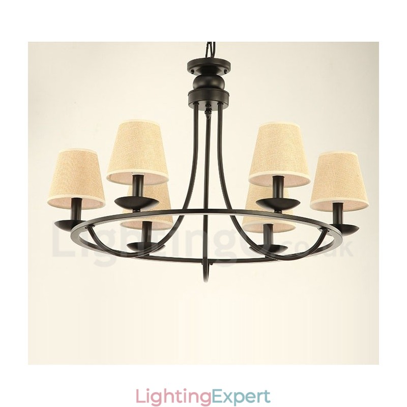 Country Retro 6 Light Single Tier Chandelier Lamp Light