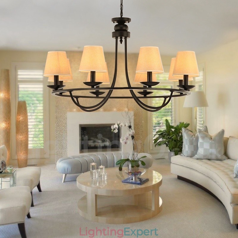 Country Retro 8 Light Single Tier Chandelier Lamp Light