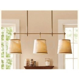 Country Retro 3 Light Copper Chandelier Light with Fabric Shade Lamp