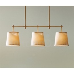 Country Retro 3 Light Copper Chandelier Light with Fabric Shade Lamp