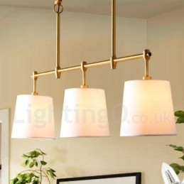 Country Retro 3 Light Copper Chandelier Light with Fabric Shade Lamp