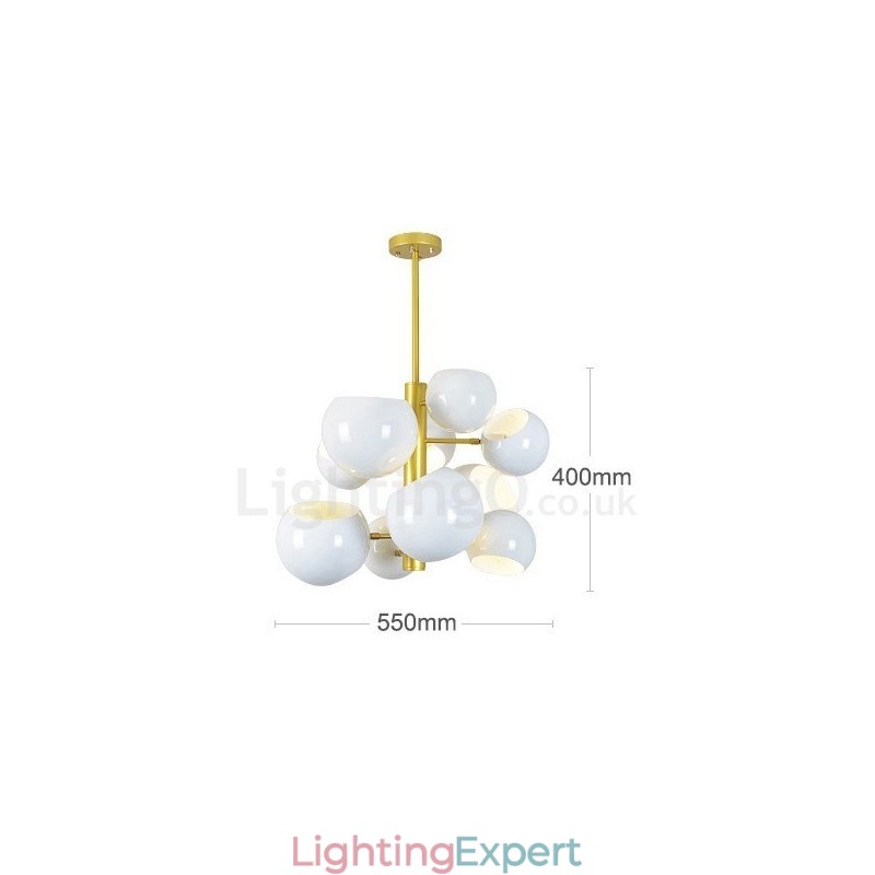 White 10 Light Modern Contemporary Chandelier Lamp Light
